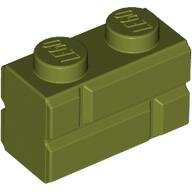 LEGO Olive Green Brick, Modified 1 x 2 with Masonry Profile 98283 - 6202628