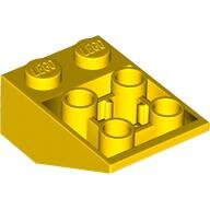 LEGO Yellow Slope, Inverted 33 3 x 2 with Flat Bottom Pin and Connections between Studs 3747b - 374724