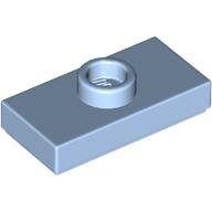 LEGO Bright Light Blue Plate, Modified 1 x 2 with 1 Stud with Groove and Bottom Stud Holder (Jumper) 15573 - 6132424