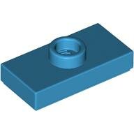 LEGO Dark Azure Plate, Modified 1 x 2 with 1 Stud with Groove and Bottom Stud Holder (Jumper) 15573 - 6151671