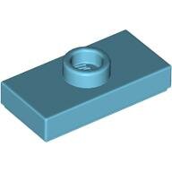 LEGO Medium Azure Plate, Modified 1 x 2 with 1 Stud with Groove and Bottom Stud Holder (Jumper) 15573 - 6331949