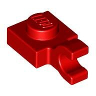 LEGO Red Plate, Modified 1 x 1 with Open O Clip (Horizontal Grip) 61252 - 4524644