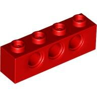 LEGO Red Technic, Brick 1 x 4 with Holes 3701 - 370121