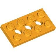 LEGO Bright Light Orange Technic, Plate 2 x 4 with 3 Holes 3709b - 6132408