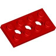 LEGO Red Technic, Plate 2 x 4 with 3 Holes 3709b - 370921