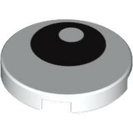 LEGO White Tile, Round 2 x 2 with Bottom Stud Holder with Black Eye with Pupil Pattern 14769pb004 - 6060734