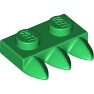 LEGO Green Plate, Modified 1 x 2 with 3 Teeth 15208 - 6399786