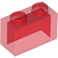 LEGO Trans-Red Brick 1 x 2 without Bottom Tube 3065 - 306541