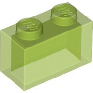 LEGO Trans-Bright Green Brick 1 x 2 without Bottom Tube 3065 - 4642409