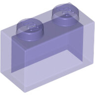 LEGO Trans-Purple Brick 1 x 2 without Bottom Tube 3065 - 6035495