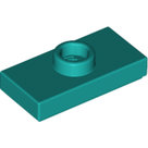 LEGO-Dark-Turquoise-Plate-Modified-1-x-2-with-1-Stud-with-Groove-and-Bottom-Stud-Holder-(Jumper)-15573-6210399
