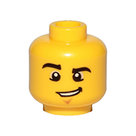 LEGO-Yellow-Minifigure-Head-Male-Black-Eyebrows-Chin-Dimple-and-Lopsided-Grin-Pattern-Hollow-Stud-3626c-6021844