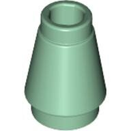 LEGO Sand Green Cone 1 x 1 with Top Groove 4589b - 4520959